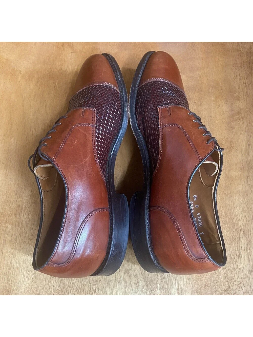 Allen Edmonds Lauderdale Cap Toe Oxford Shoes Mens 8.5 D Woven Brown Leather USA